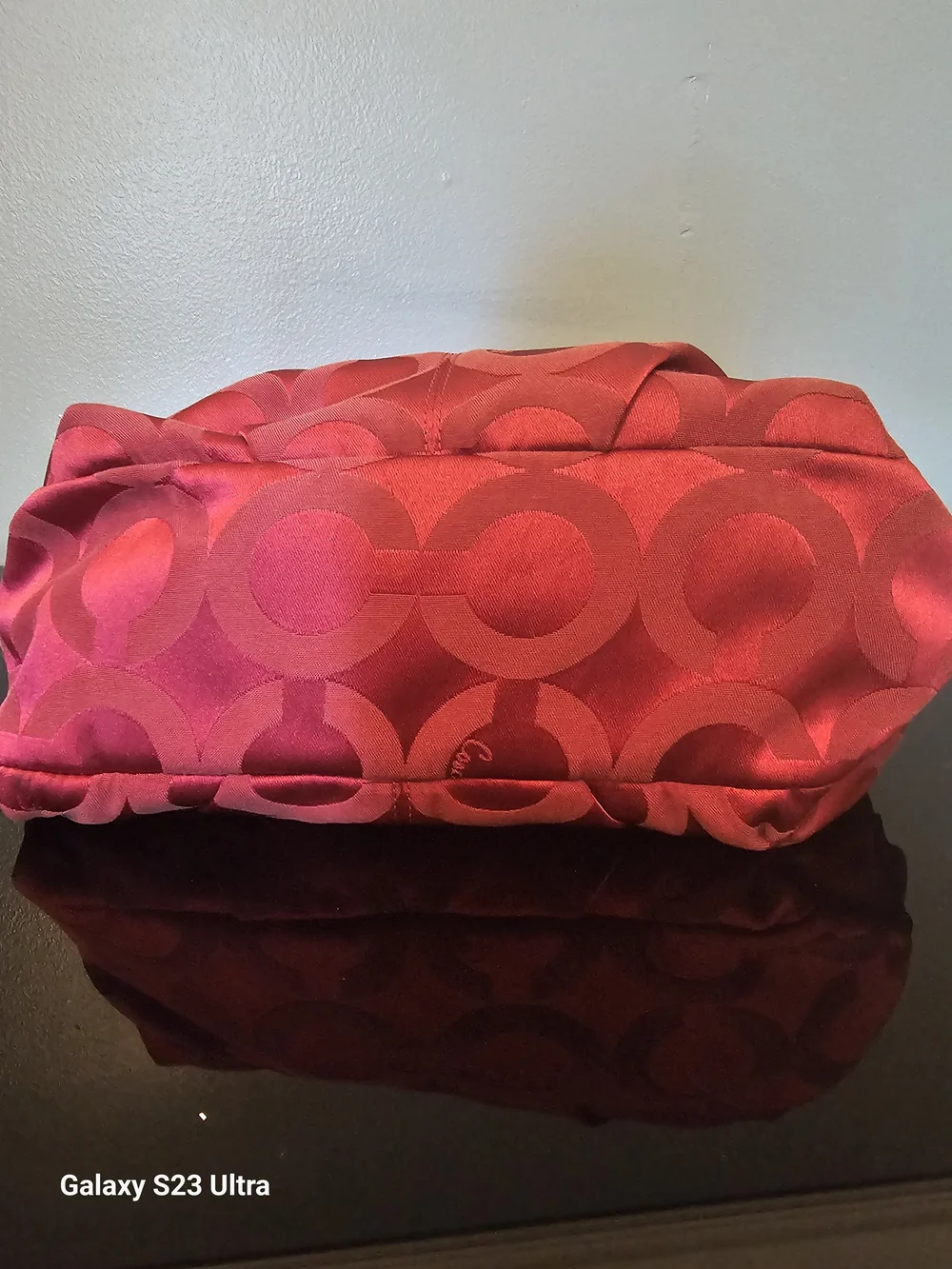 Coach burgundy 14147 Satin Signature Bag - Picture 3 of 4
